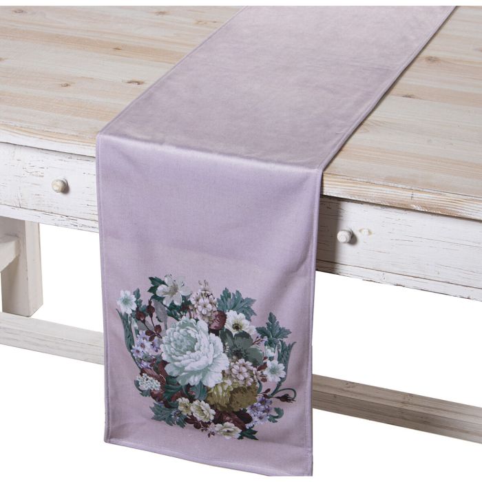 Camino de Mesa Alexandra House Living Violeta Textil 180 x 30 cm Flores Terciopelo 2