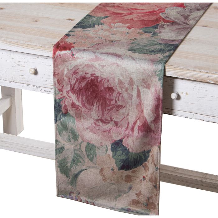 Camino de Mesa Alexandra House Living Rosa Textil 180 x 30 cm Terciopelo Floral 2