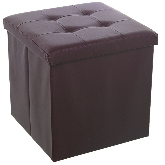 Puff Alexandra House Living Marrón Polipiel 45 x 45 x 45 cm Plegable