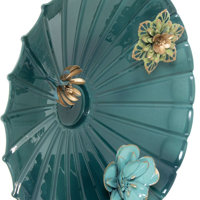 Decoración de Pared Alexandra House Living Azul Metal Flor 35,5 x 7,5 cm 4