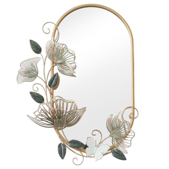 Espejo de pared Alexandra House Living Dorado Metal Flor 7 x 49 x 72 cm