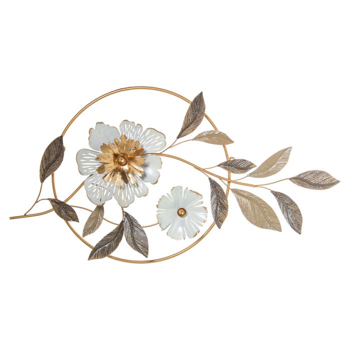 Decoración de Pared Alexandra House Living Blanco Dorado Metal Flor 50 x 90 x 6 cm 4