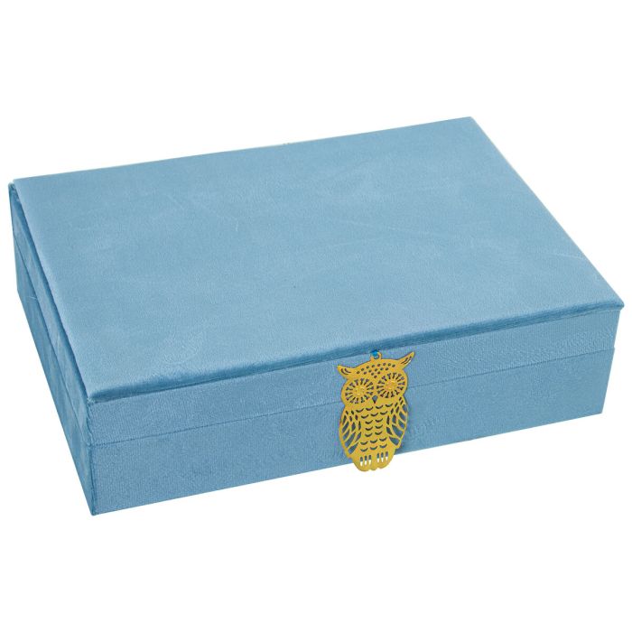 Caja-Joyero Alexandra House Living Azul Textil 28 x 7 x 20 cm