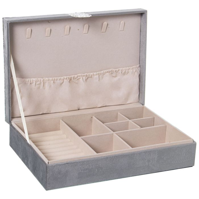 Caja-Joyero Alexandra House Living Gris Textil 28 x 7 x 20 cm 1