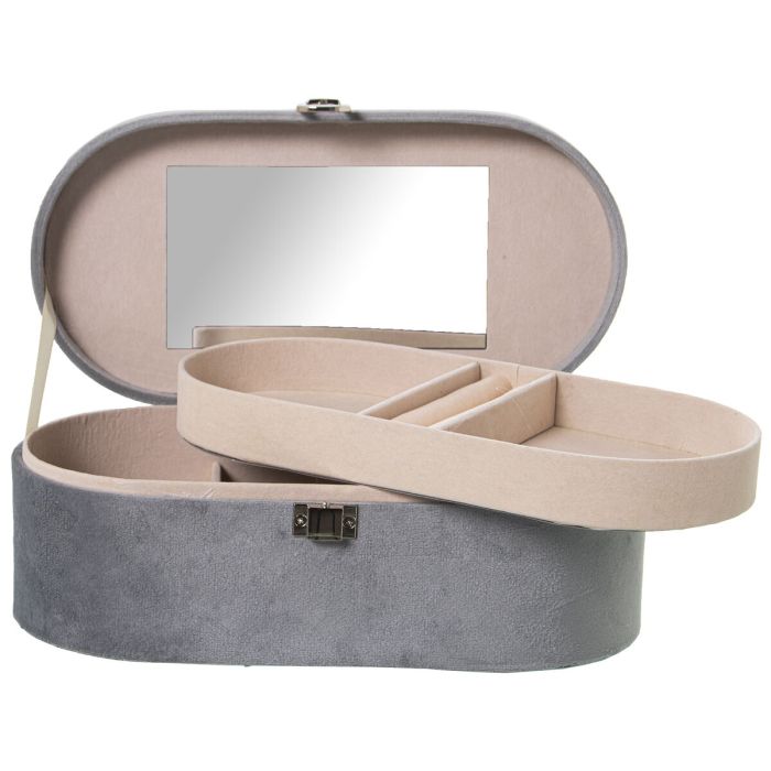 Caja-Joyero Alexandra House Living Gris Textil 26 x 10 x 13 cm 1