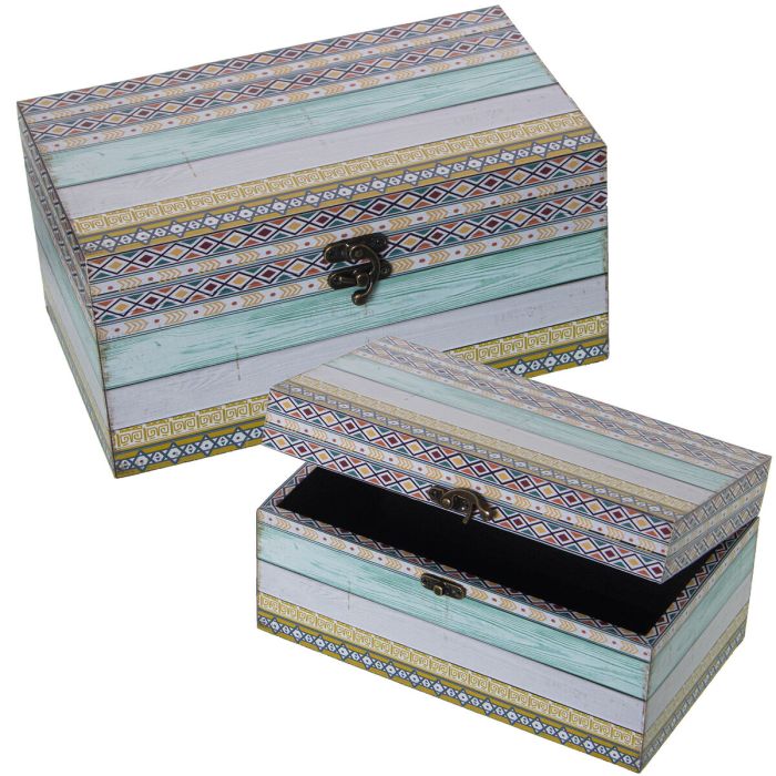 Juego de Cajas Decorativas Alexandra House Living Multicolor Madera 2 Piezas