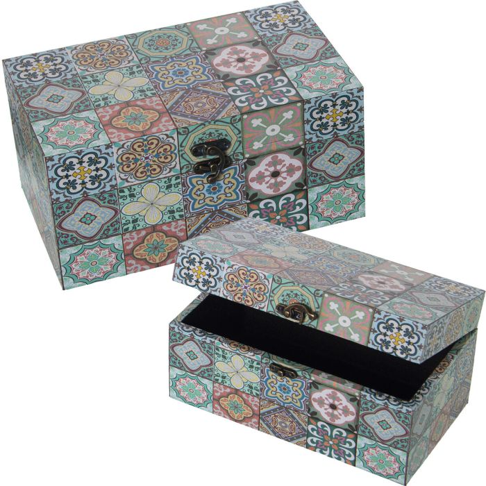 Juego de Cajas Decorativas Alexandra House Living Multicolor Madera 2 Piezas