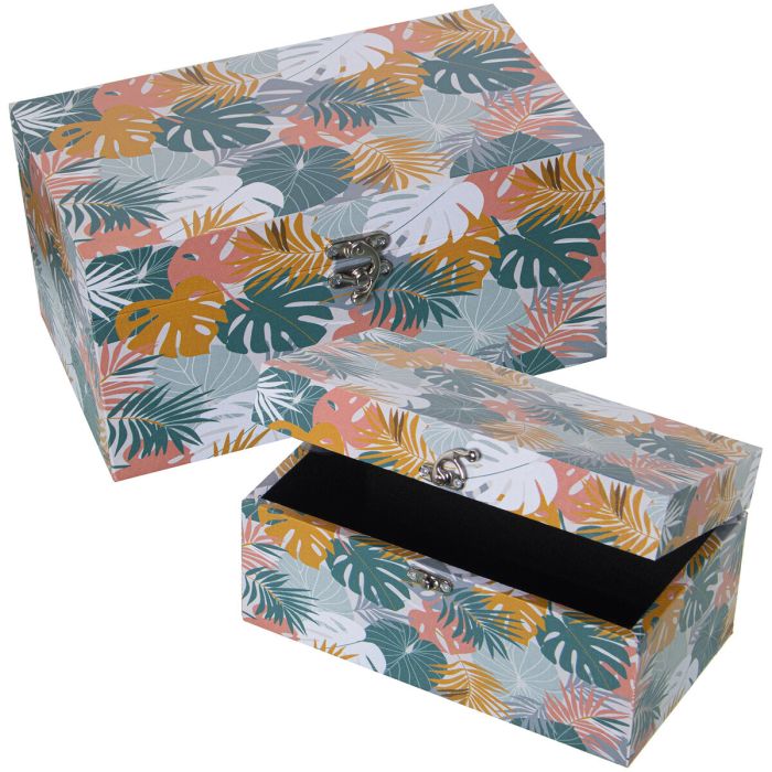 Juego de Cajas Decorativas Alexandra House Living Multicolor Madera 2 Piezas