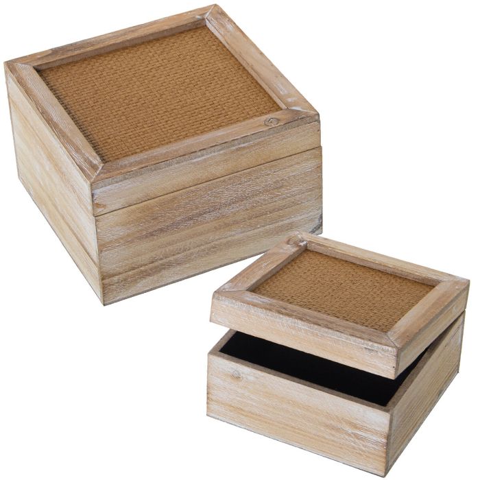 Juego de Cajas Decorativas Alexandra House Living Marrón Madera 2 Piezas