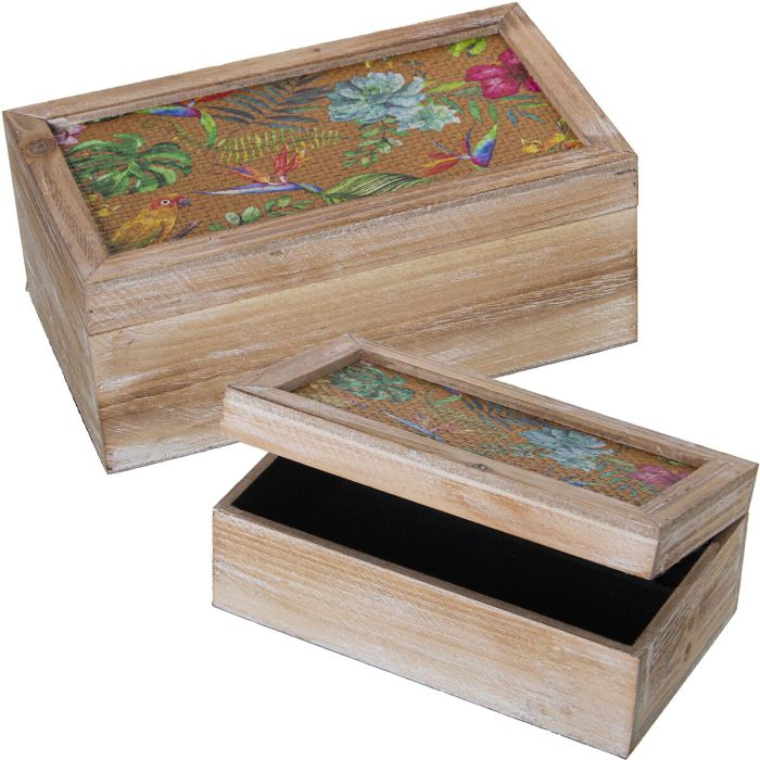 Juego de Cajas Decorativas Alexandra House Living Multicolor Madera 2 Piezas