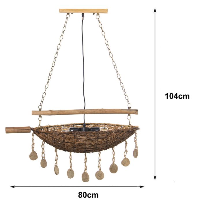 Lámpara de Techo Alexandra House Living Marrón Natural Metal 60 W 80 x 104 x 30 cm 4