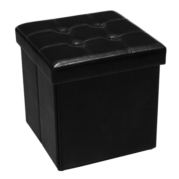 Puff Alexandra House Living Negro Polipiel 45 x 45 x 45 cm Plegable