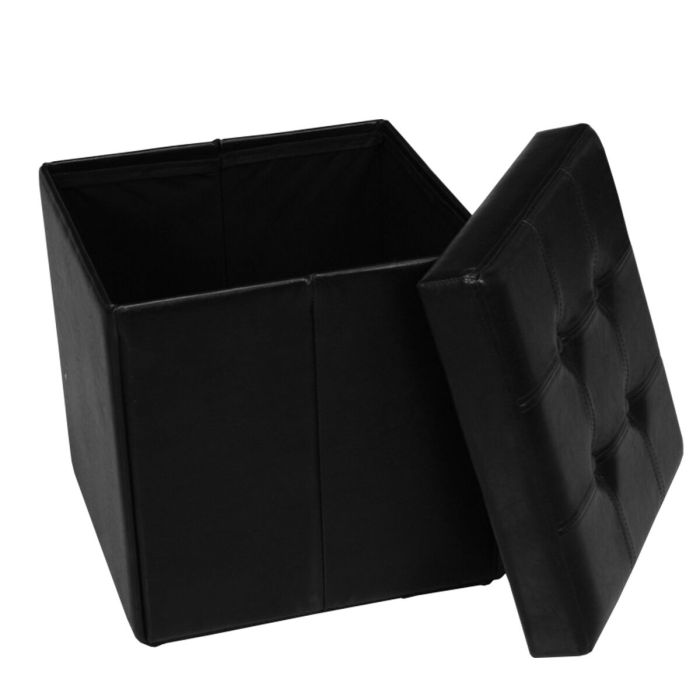 Puff Alexandra House Living Negro Polipiel 45 x 45 x 45 cm Plegable 2