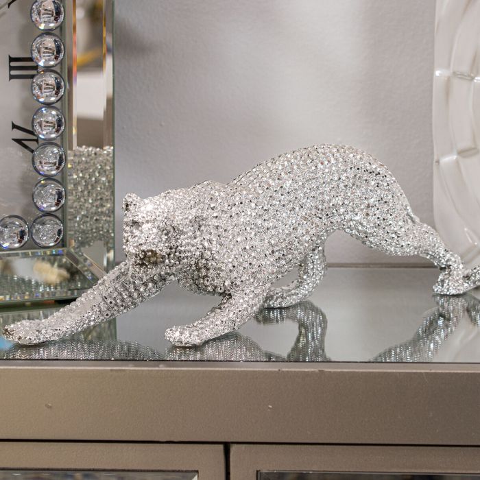 Figura Decorativa Alexandra House Living Plateado Acrílico Plástico Melamina Leopardo 29 x 8 x 10 cm 1