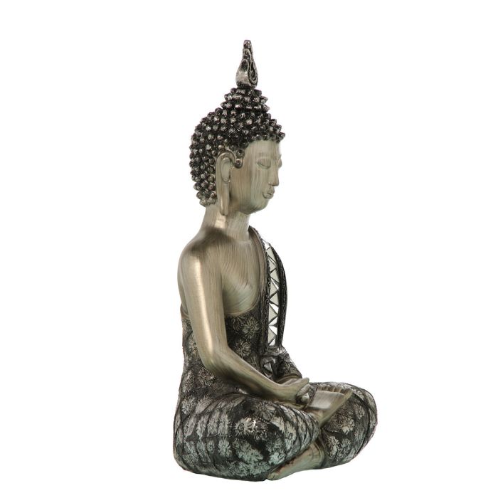 Figura Decorativa Alexandra House Living Negro Plateado Plástico Buda 15 x 26 x 36 cm 5