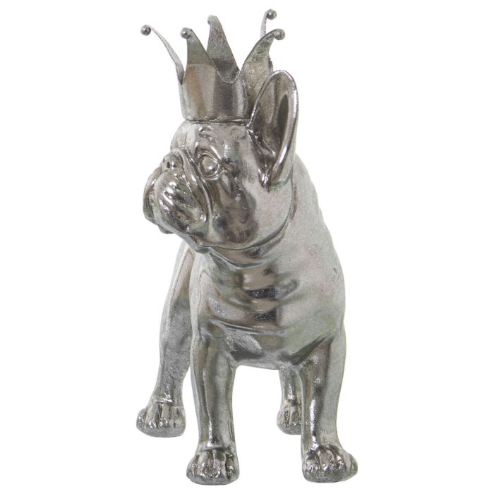 Figura Decorativa Alexandra House Living Plateado Plástico Perro Corona 14 x 26 x 25 cm 2