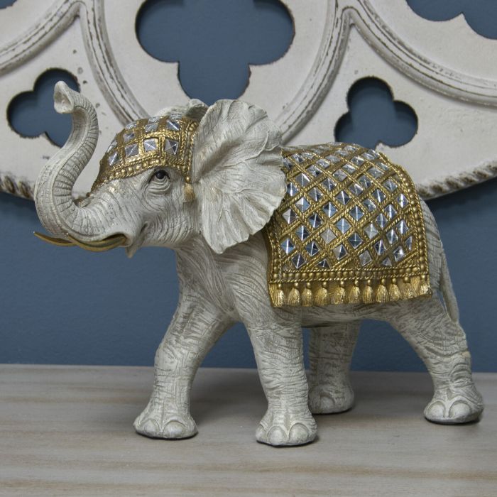 Figura Decorativa Alexandra House Living Blanco Plástico Elefante 18 x 37 x 31 cm 1