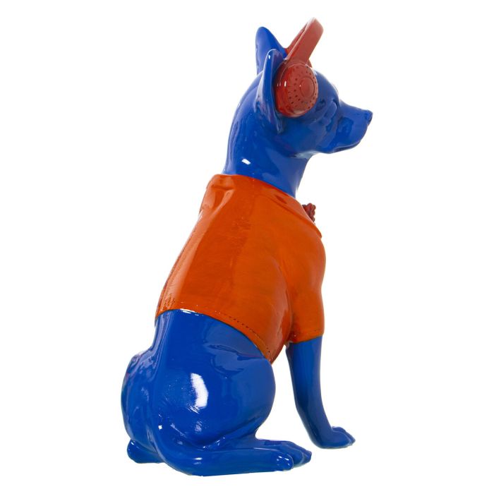 Figura Decorativa Alexandra House Living Azul Naranja Plástico Perro Auriculares 14 x 26 x 18 cm 2