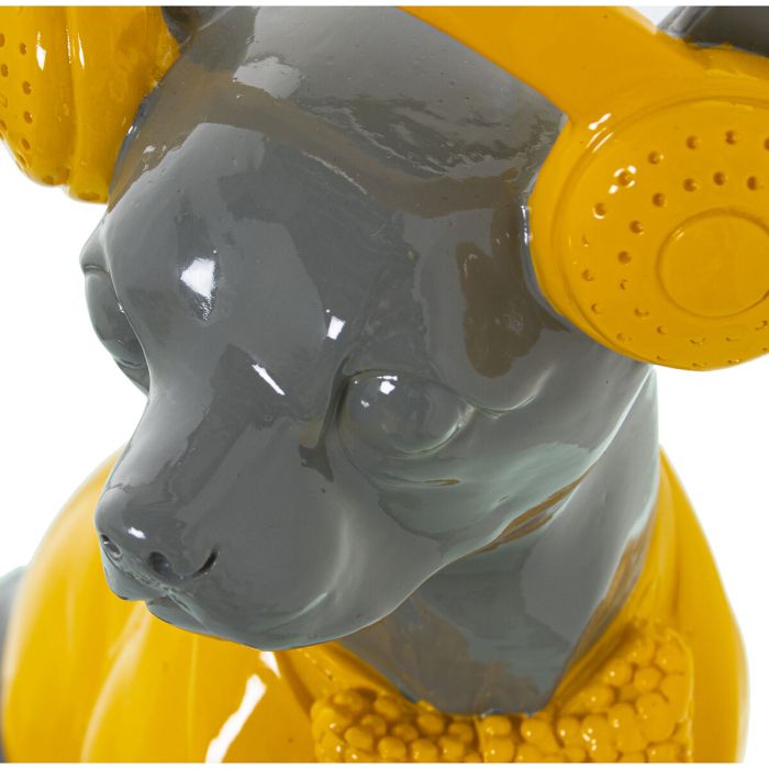 Figura Decorativa Alexandra House Living Amarillo Gris Plástico Perro Auriculares 14 x 26 x 19 cm 2