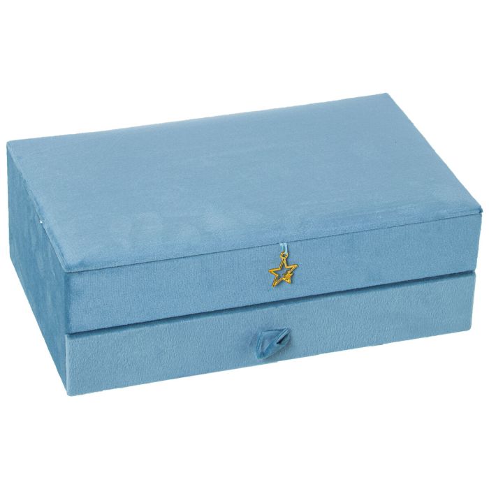 Caja-Joyero Alexandra House Living Azul Textil 29 x 11 x 18 cm