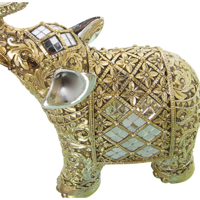 Figura Decorativa Alexandra House Living Dorado Plástico Elefante 10 x 18 x 24 cm Espejos 1