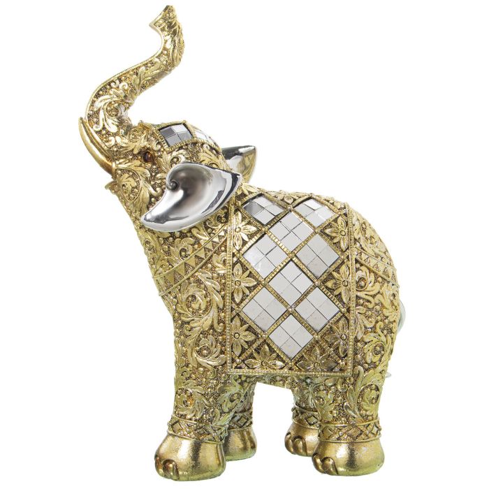 Figura Decorativa Alexandra House Living Dorado Plástico Elefante 13 x 22 x 30 cm Espejos