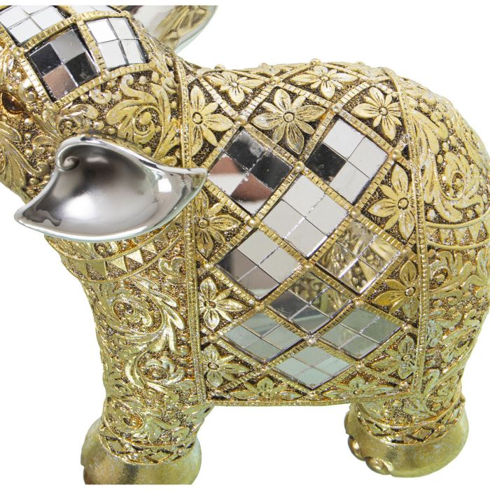 Figura Decorativa Alexandra House Living Dorado Plástico Elefante 13 x 22 x 30 cm Espejos 1