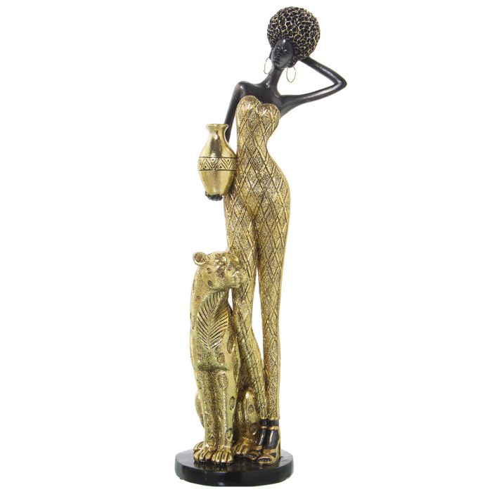 Figura Decorativa Alexandra House Living Dorado Plástico Africana Pantera 11 x 13 x 38 cm