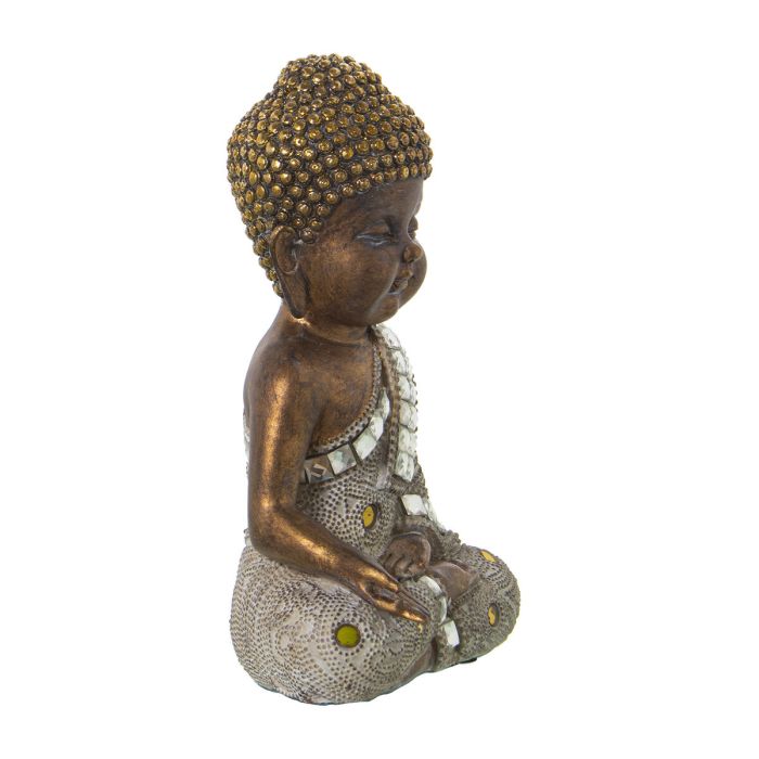 Figura Decorativa Alexandra House Living Blanco Dorado Acrílico Plástico Melamina Buda 14 x 9 x 20 cm 2