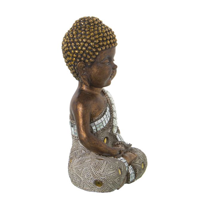 Figura Decorativa Alexandra House Living Blanco Dorado Acrílico Plástico Melamina Buda 14 x 9 x 20 cm 3