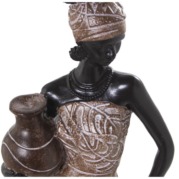 Figura Decorativa Alexandra House Living Marrón Plástico Africana 11 x 14 x 51 cm 1