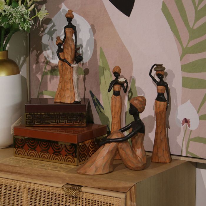 Figura Decorativa Alexandra House Living Marrón Plástico Africana 12 x 23 x 24 cm 3