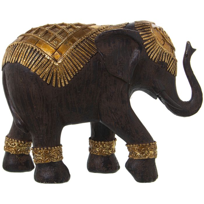 Figura Decorativa Alexandra House Living Negro Dorado Plástico Elefante 9 x 18 x 18 cm