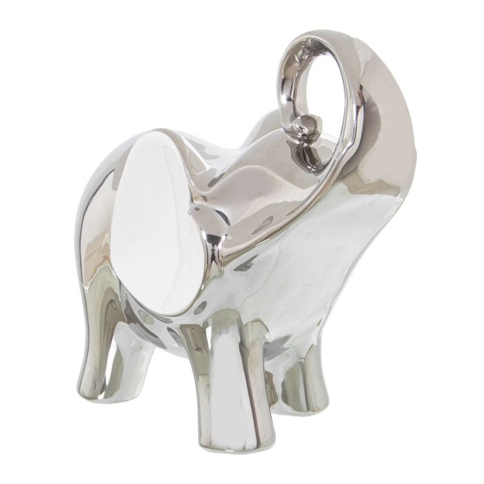 Figura Decorativa Alexandra House Living Blanco Cerámica Elefante Plateado 12 x 25 x 22 cm 1