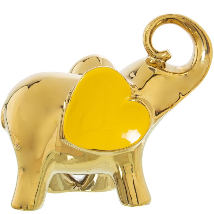 Figura Decorativa Alexandra House Living Amarillo Cerámica Elefante Dorado 12 x 25 x 22 cm