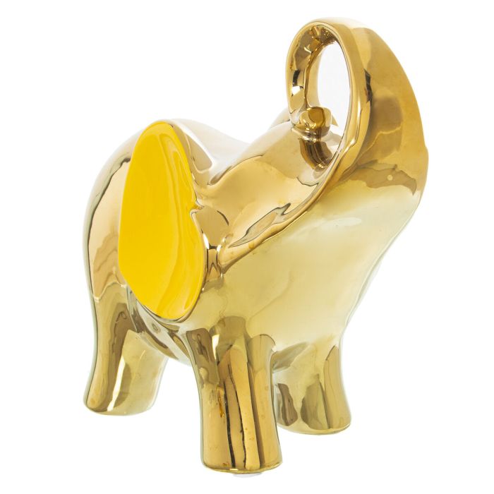 Figura Decorativa Alexandra House Living Amarillo Cerámica Elefante Dorado 12 x 25 x 22 cm 1