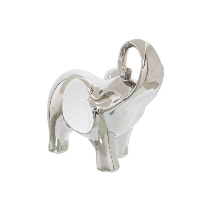 Figura Decorativa Alexandra House Living Blanco Plateado Cerámica Elefante 20 x 9 x 18 cm