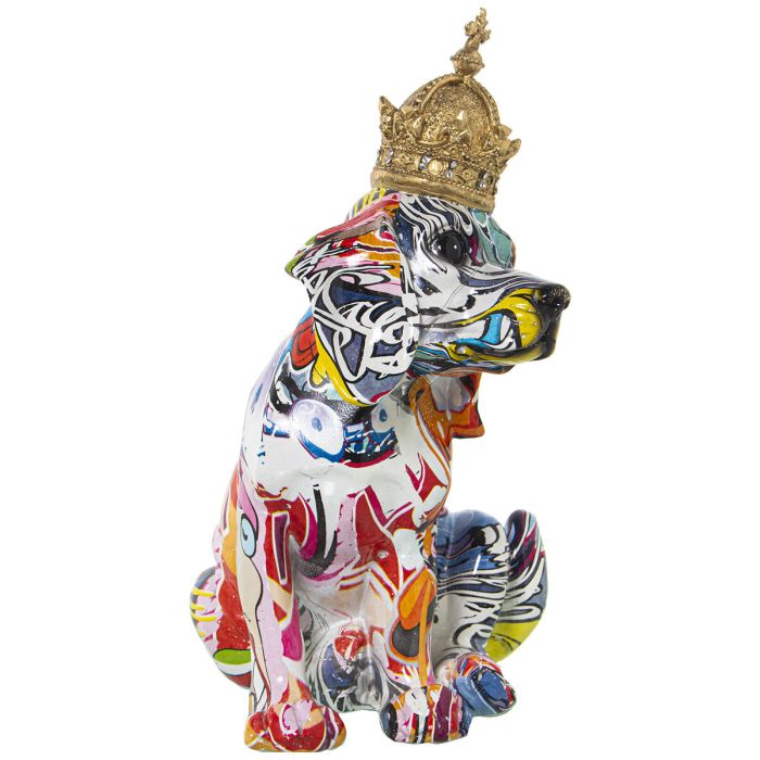 Figura Decorativa Alexandra House Living Multicolor Plástico Perro Corona 16 x 20 x 27 cm 3