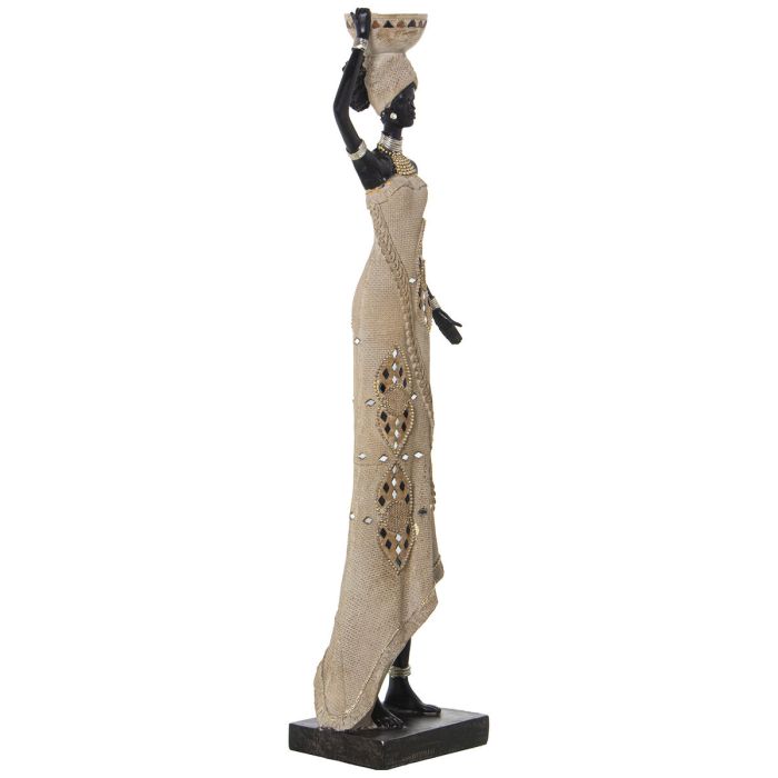 Figura Decorativa Alexandra House Living Beige Plástico Africana 15 x 19 x 63 cm 1