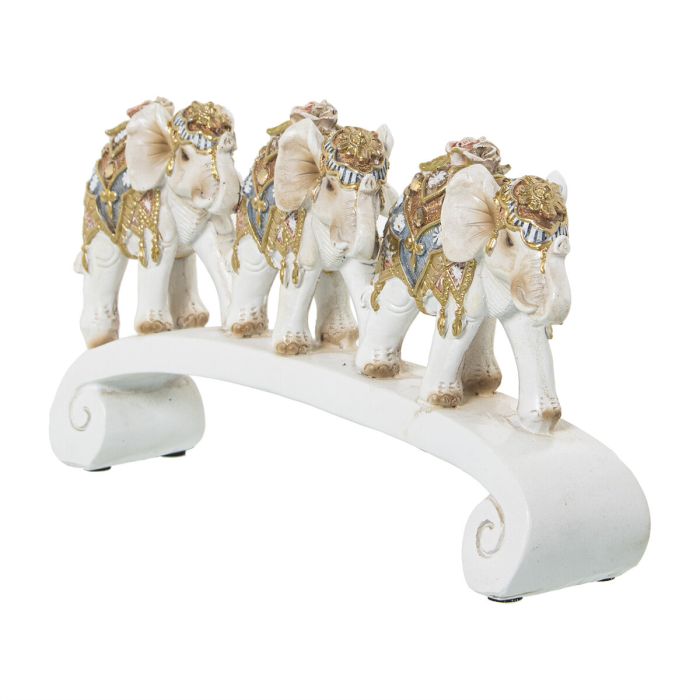 Figura Decorativa Alexandra House Living Blanco Dorado Plástico Elefante 9 x 15 x 27 cm 2