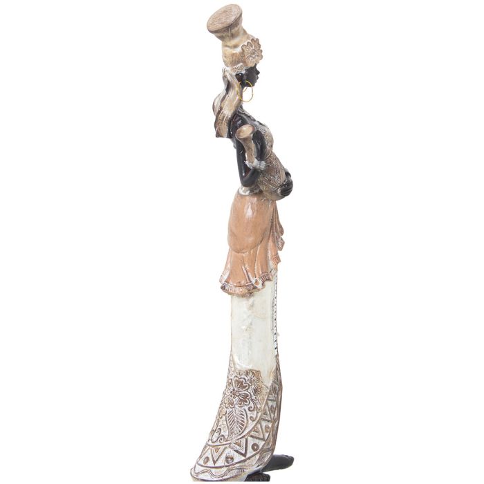 Figura Decorativa Alexandra House Living Blanco Dorado Acrílico Plástico Melamina Africana 3