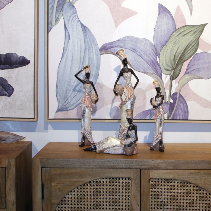 Figura Decorativa Alexandra House Living Blanco Dorado Plástico Africana 10 x 14 x 39 cm 1