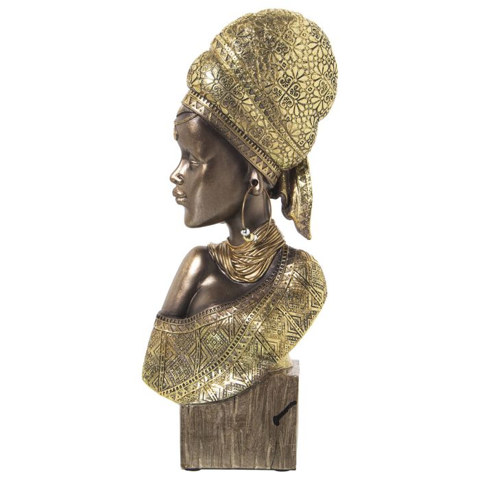 Busto Alexandra House Living Dorado Plástico Africana 11 x 19 x 41 cm