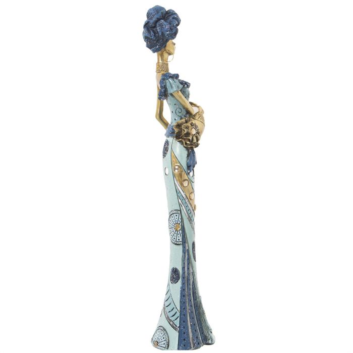 Figura Decorativa Alexandra House Living Azul Dorado Plástico Africana 11 x 15 x 45 cm 2