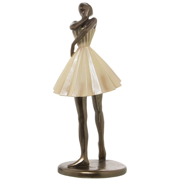 Figura Decorativa Alexandra House Living Beige Dorado Plástico Bailarina 13 x 17 x 32 cm 1