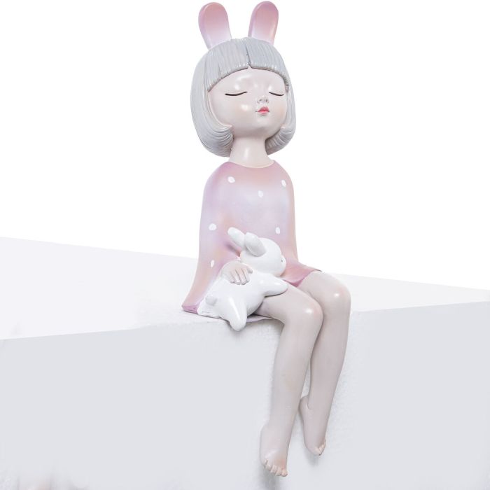 Figura Decorativa Alexandra House Living Rosa Plástico Conejo Orejas 11 x 15 x 31 cm 4