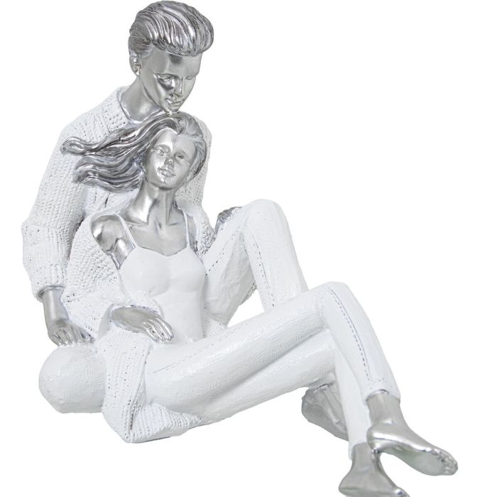 Figura Decorativa Alexandra House Living Blanco Plateado Plástico Pareja 14 x 25 x 18 cm 4