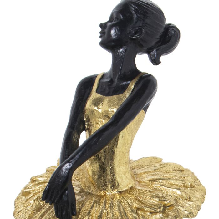 Figura Decorativa Alexandra House Living Negro Dorado Acrílico Plástico Melamina Bailarina 12 x 11 x 27 cm 1