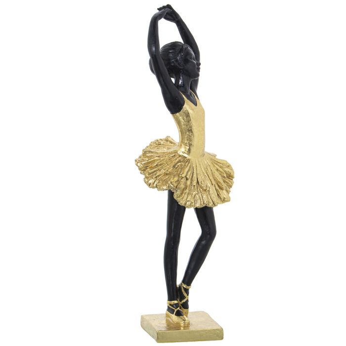 Figura Decorativa Alexandra House Living Negro Dorado Acrílico Plástico Melamina Bailarina 10 x 9 x 30 cm