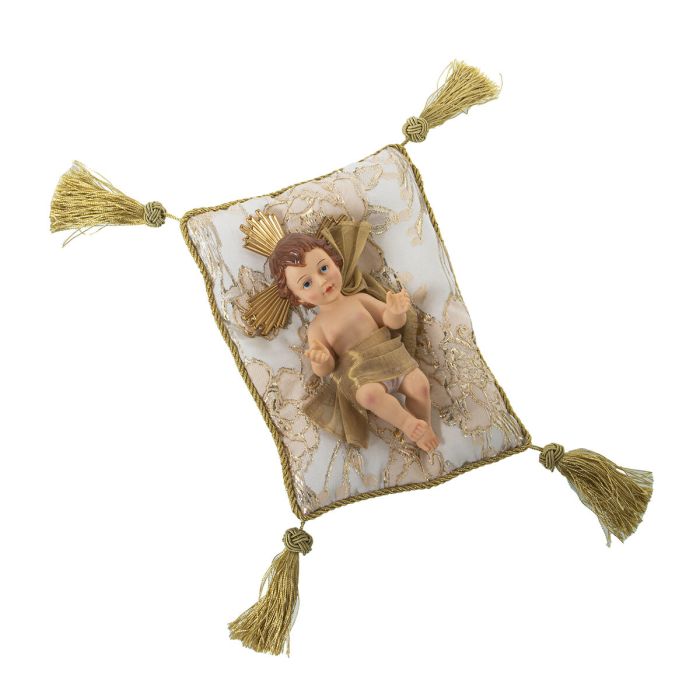 Figura Decorativa Alexandra House Living Plástico Dorado Niño Jesús 12 x 15 x 23 cm Cojín